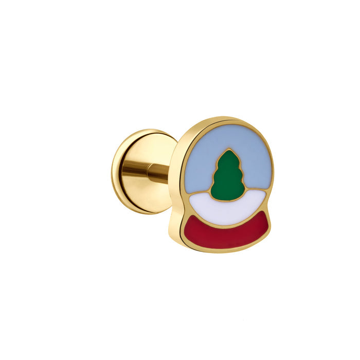 Snow Globe Enamel Flat Back Stud