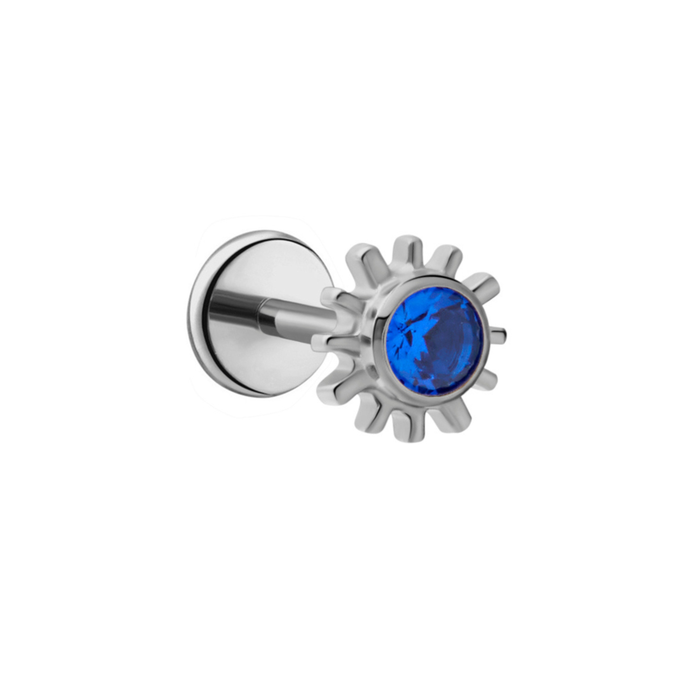 Solar Halo Flat Back Stud - Sapphire