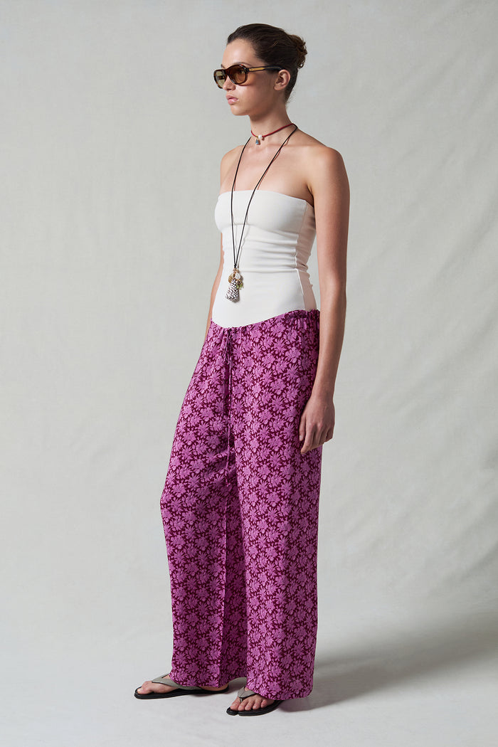 Soleil Silk Drawstring Pant Orchid