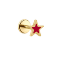 Star Enamel Flat Back Stud - Cherry Red