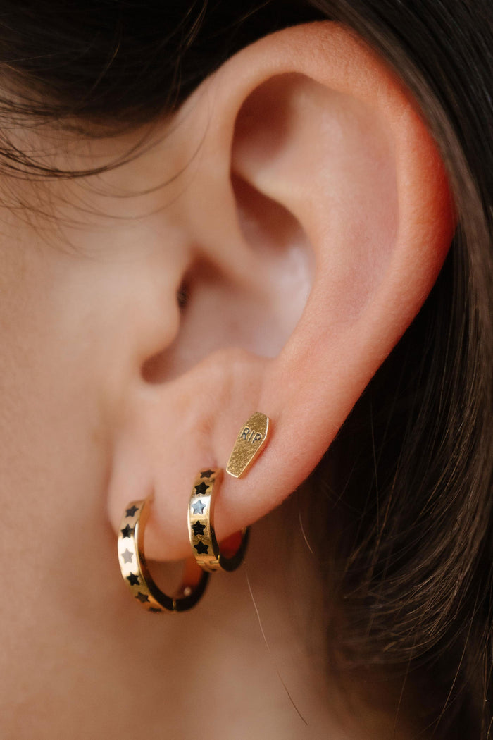 Stellar Titanium Hoops - Black