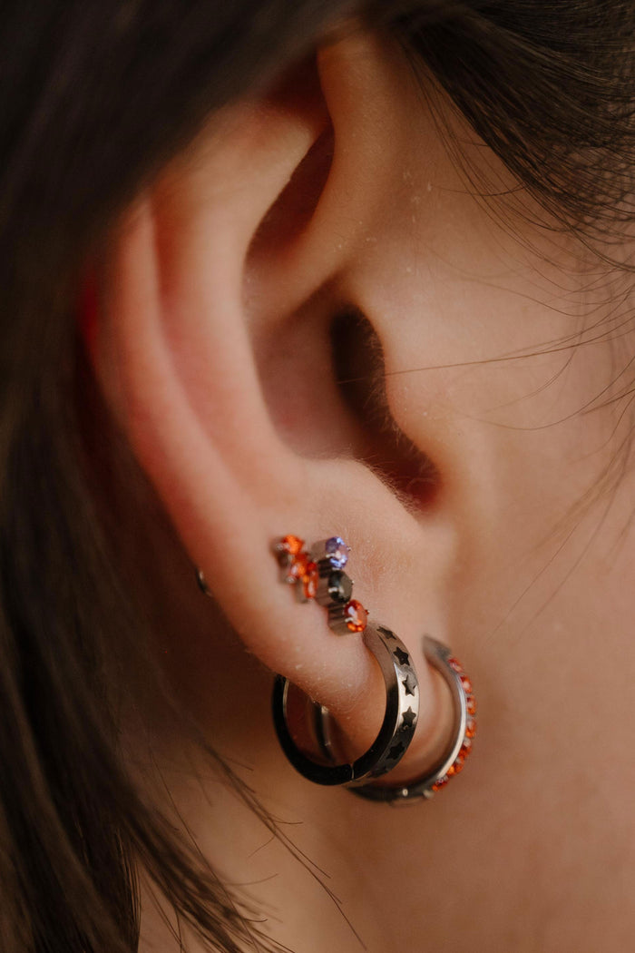 Stellar Titanium Hoops - Black