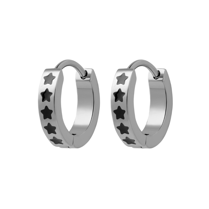 Stellar Titanium Hoops - Black
