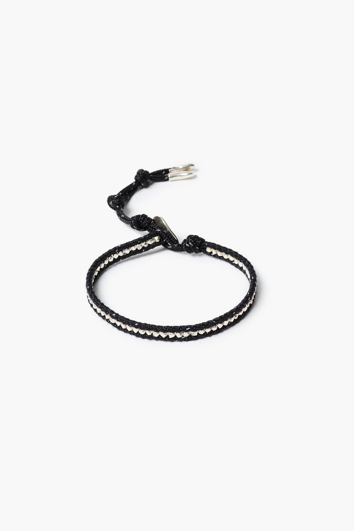 Sterling Silver Single Wrap Bracelet Black