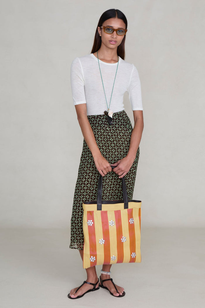 Striped Market Tote Bag Orange
