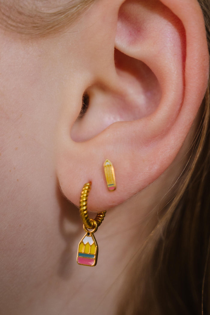 Stubby Pencil Enamel Hoop Charm