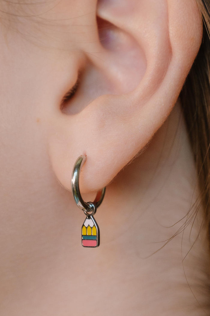 Stubby Pencil Enamel Hoop Charm