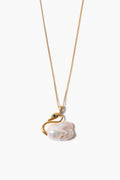 Swan Necklace White Pearl