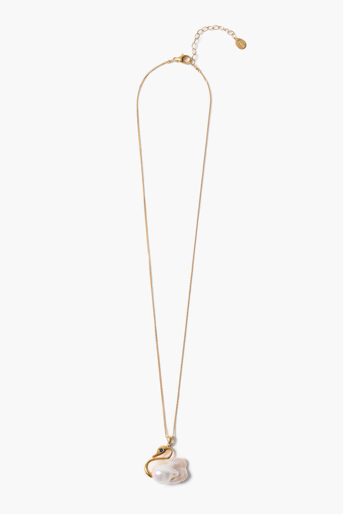 Swan Necklace White Pearl