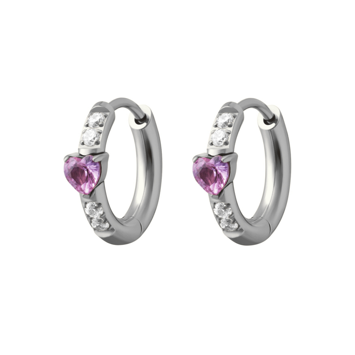 Sweetheart Titanium Hoops - Rose