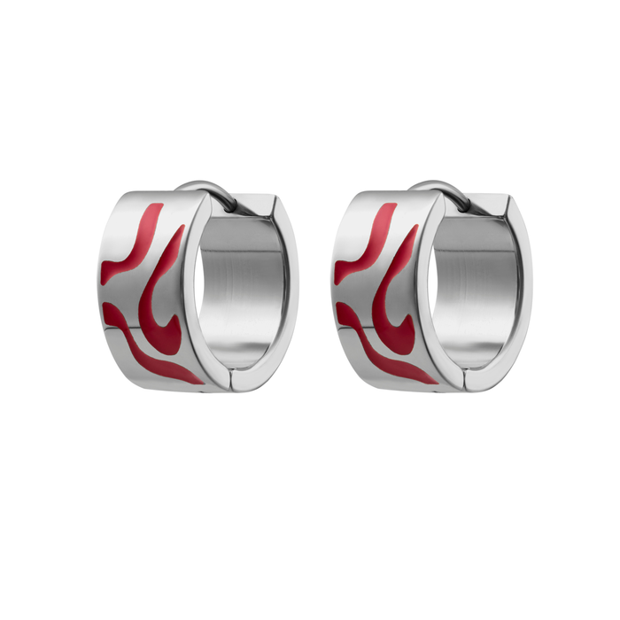 Swirl Titanium Hoops - Cherry Red