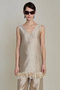 Tangled Yarn Dupioni Tank Taupe