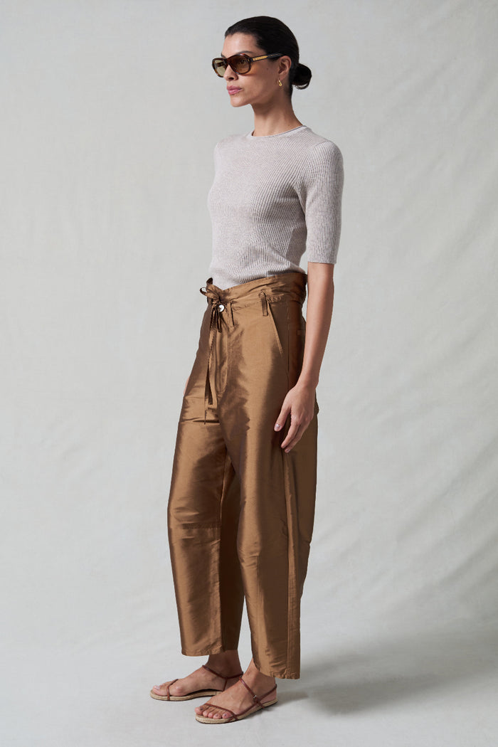 Techno Taffeta Barrel Pant Bronze