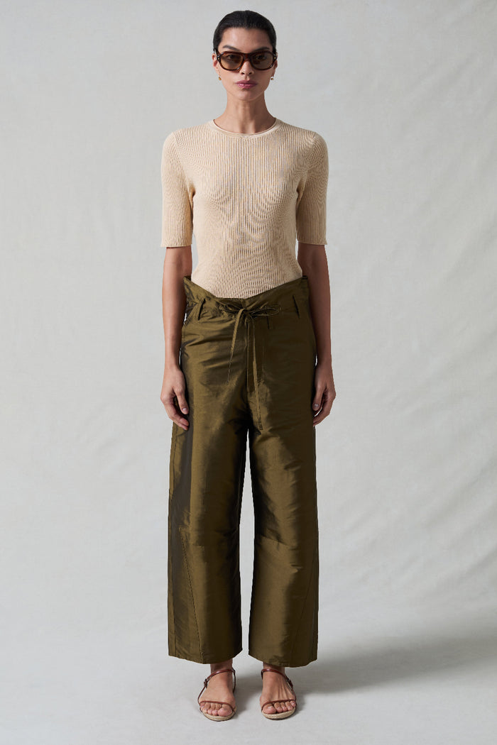 Techno Taffeta Barrel Pant Olive