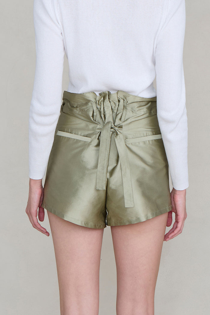 Techno Taffeta Shorts Sage