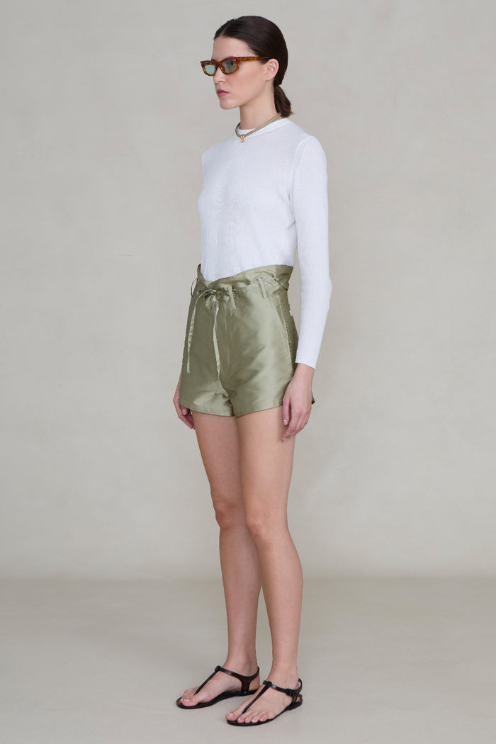 Techno Taffeta Shorts Sage