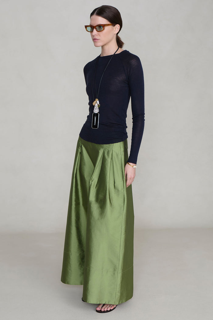 Techno Taffeta Ultra Wide Leg Trouser Tulip Stem
