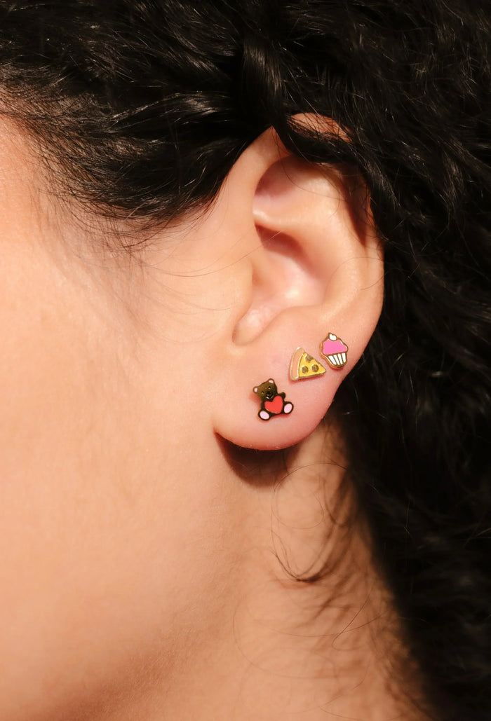 Teddy Bear Enamel Flat Back Stud