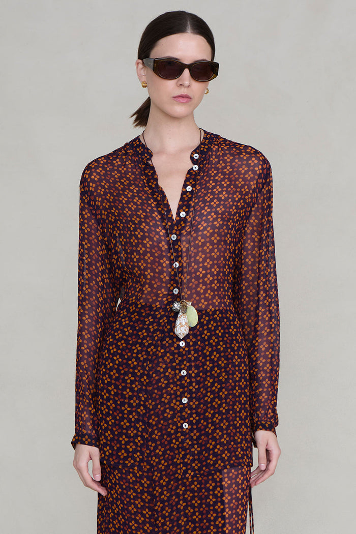 Tethered Button Up Shirt Plum