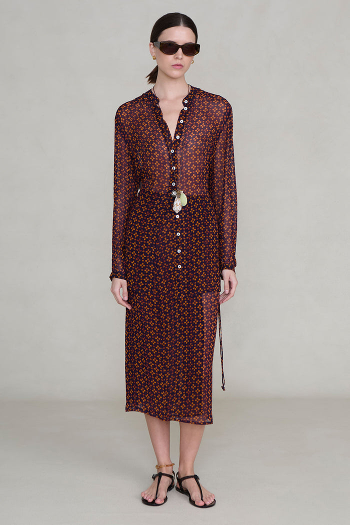 Tethered Button Up Shirt Plum
