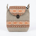 Textured Convertible Backpack Bag With Woven Patterned Flap