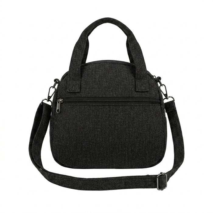 Textured Handbag With Ethnic Woven Front Panel