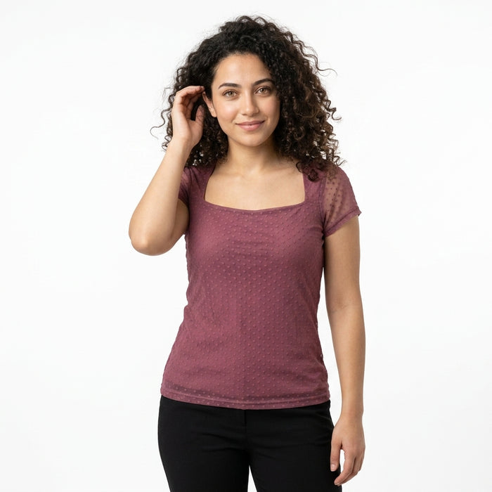 Textured Square Neck Top
