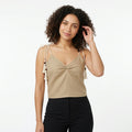 Textured Tassel Tie Strap Crop Top