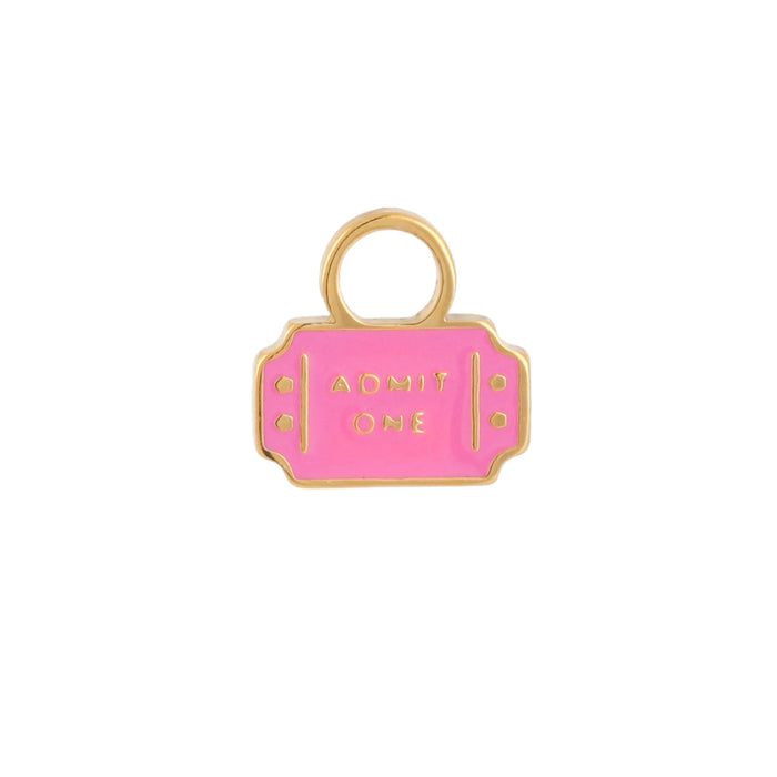 Ticket Enamel Hoop Charm