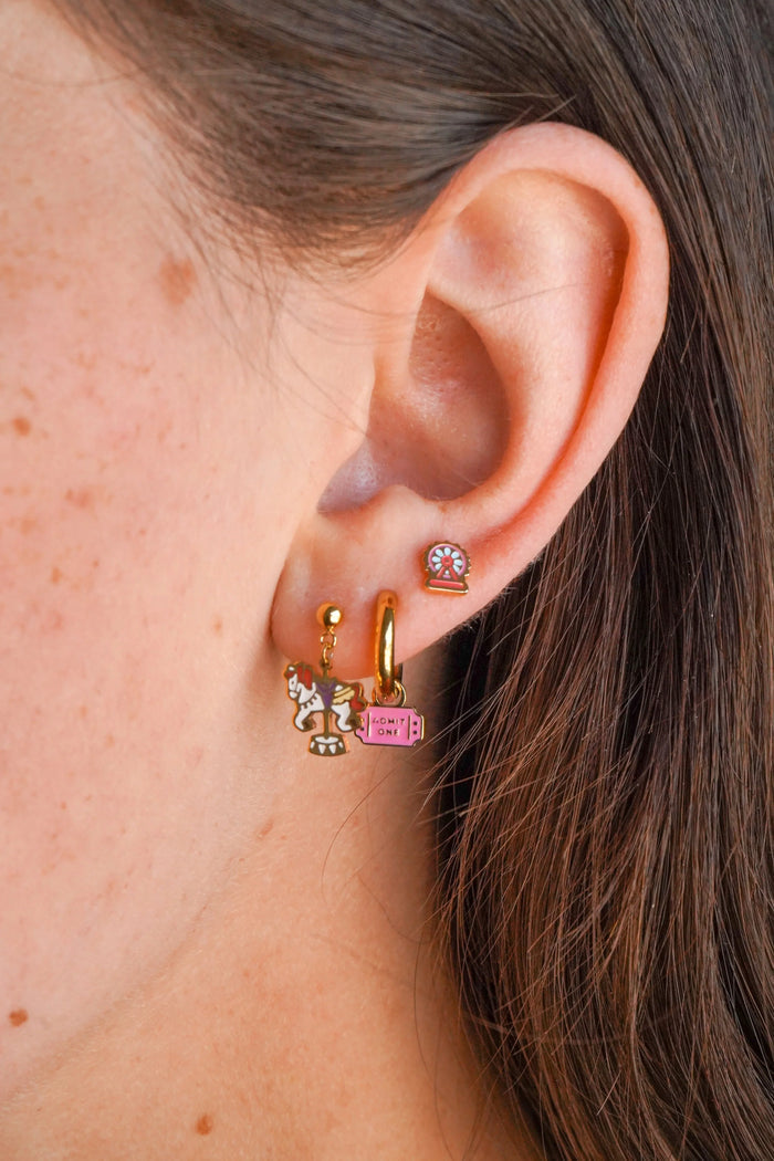 Ticket Enamel Hoop Charm