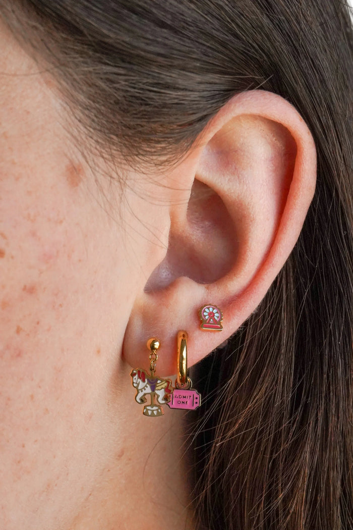 Ticket Enamel Hoop Charm