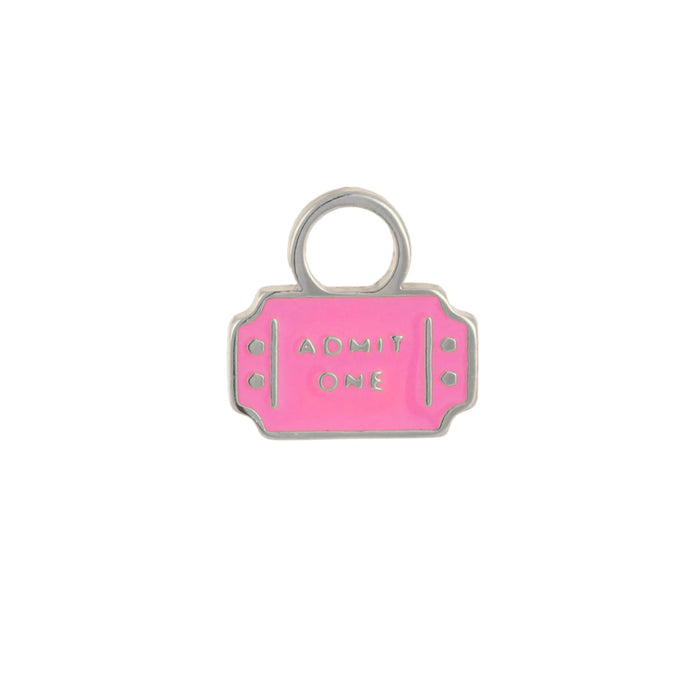 Ticket Enamel Hoop Charm