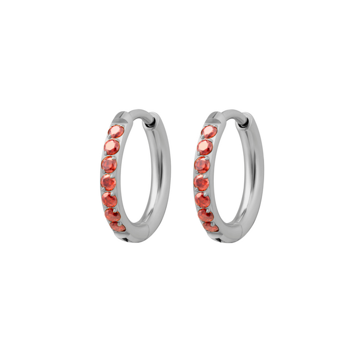 Titanium Celestial Hoops - Garnet