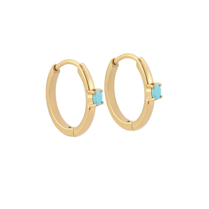 Titanium Solitaire Hoops - Blue Lagoon