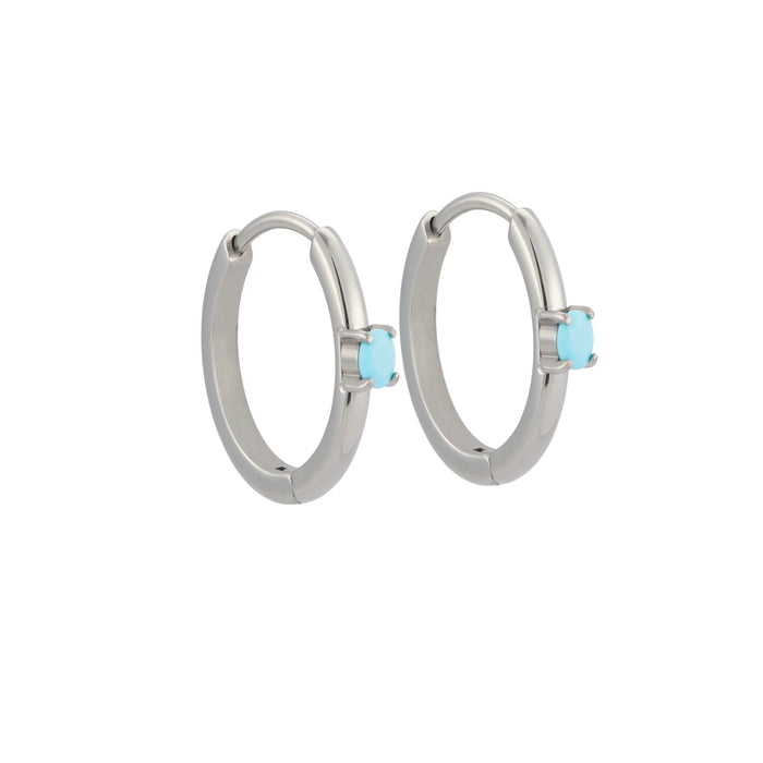 Titanium Solitaire Hoops - Blue Lagoon