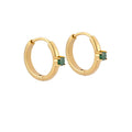 Titanium Solitaire Hoops - Emerald Green