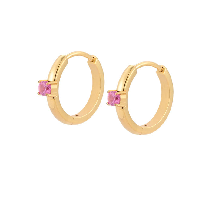 Titanium Solitaire Hoops - Rose
