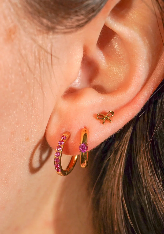 Titanium Solitaire Hoops - Rose
