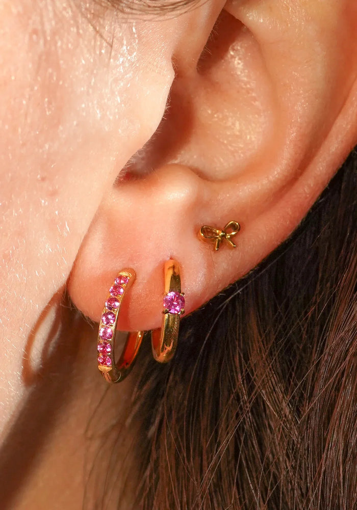 Titanium Solitaire Hoops - Rose