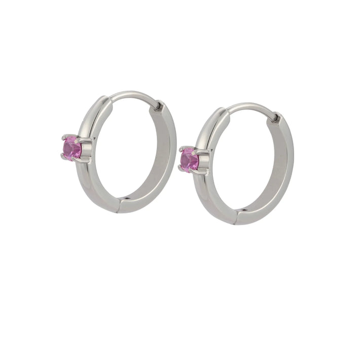 Titanium Solitaire Hoops - Rose