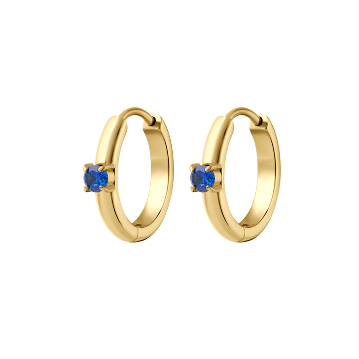 Titanium Solitaire Hoops - Sapphire