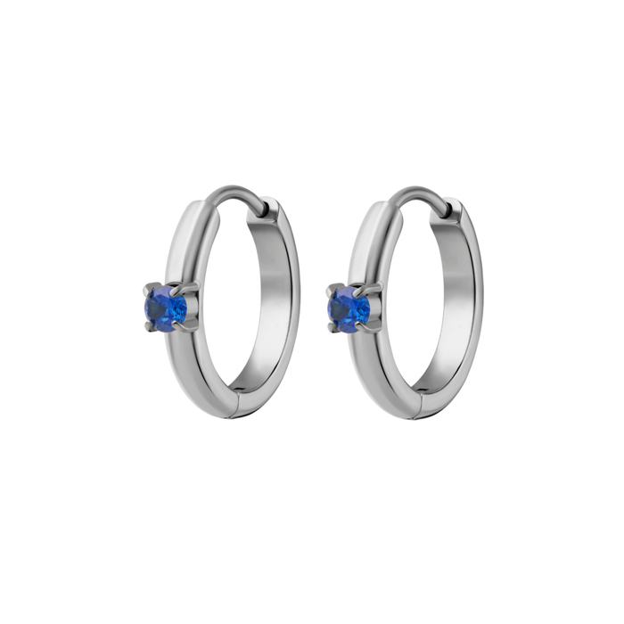 Titanium Solitaire Hoops - Sapphire
