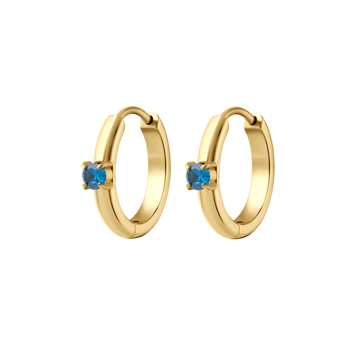 Titanium Solitaire Hoops - Storm Blue