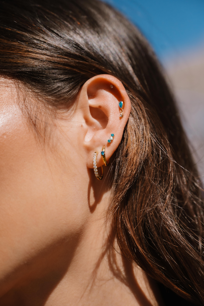 Titanium Solitaire Hoops - Storm Blue