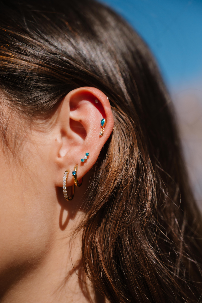 Titanium Solitaire Hoops - Storm Blue