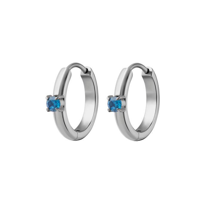 Titanium Solitaire Hoops - Storm Blue