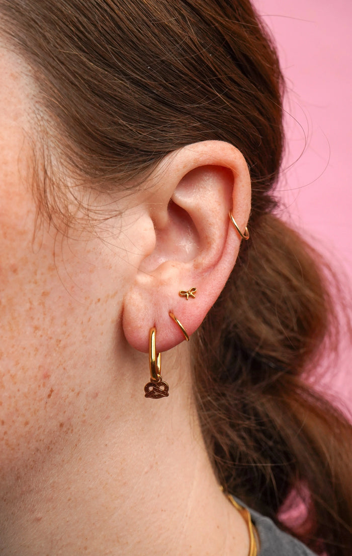 Toasted Pretzel Enamel Hoop Charm
