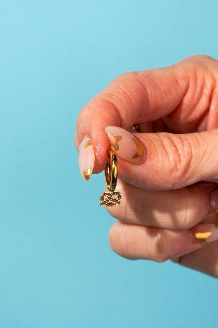 Toasted Pretzel Enamel Hoop Charm