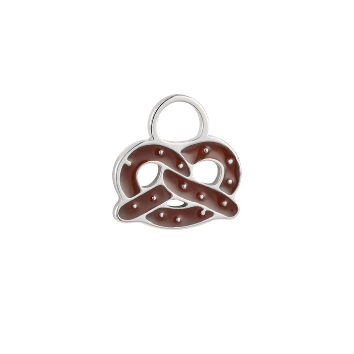 Toasted Pretzel Enamel Hoop Charm