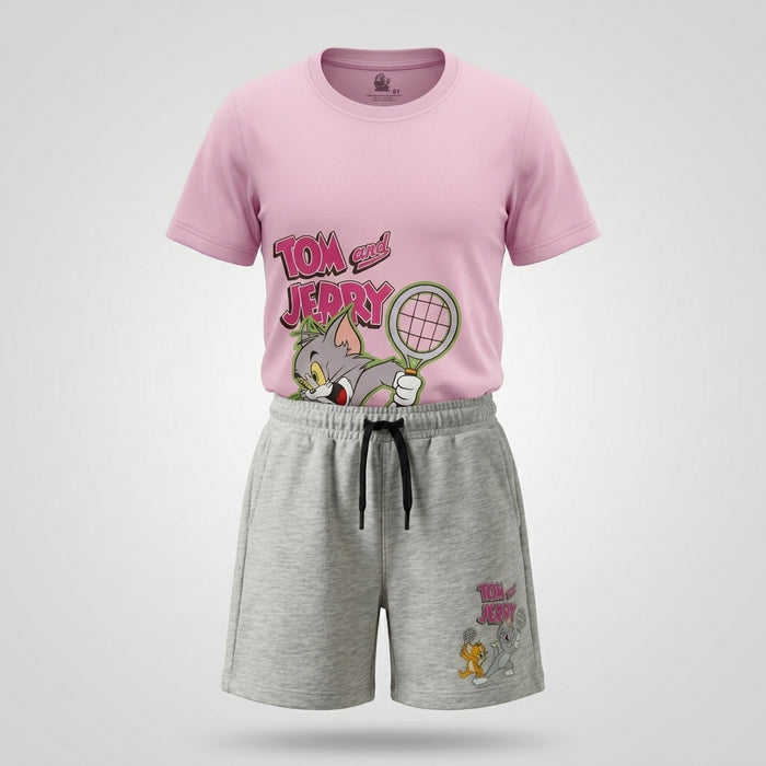 Tom And Jerry Kids Graphic T Shirt And Shorts Set
